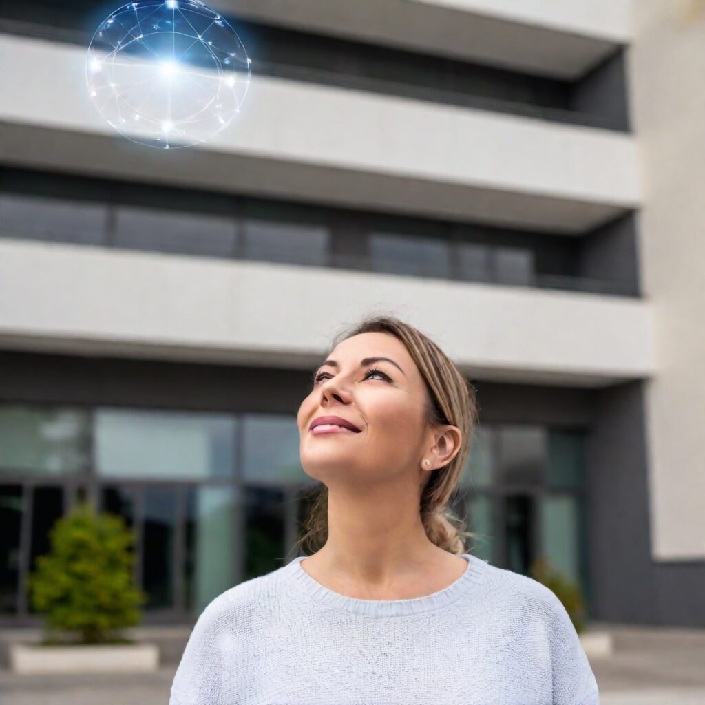 Depositphotos_woman_looking-up at digital orb in sky